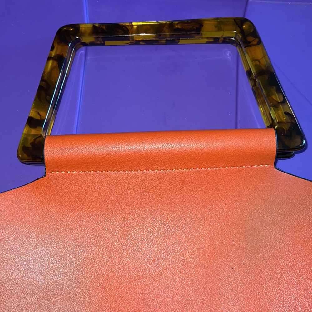 Topshop Orange Tortoise Shell Handle Small Tote P… - image 5